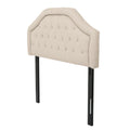 Upholstered Headboard, Diamond Tufted Design, Arched Structure, Easy Assembly, Beige Beige Fabric