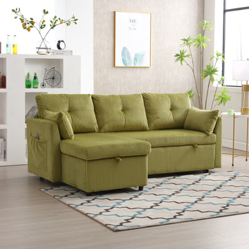 United We Win Furniture, Modular L Shaped Sofa, Modular Long Sofa With Reversible Chaise Lounge, Sofa Bed, Sleeper Sofa, Modular Sofa Combination With Storage Seats. Olive Velvet 3 Seat