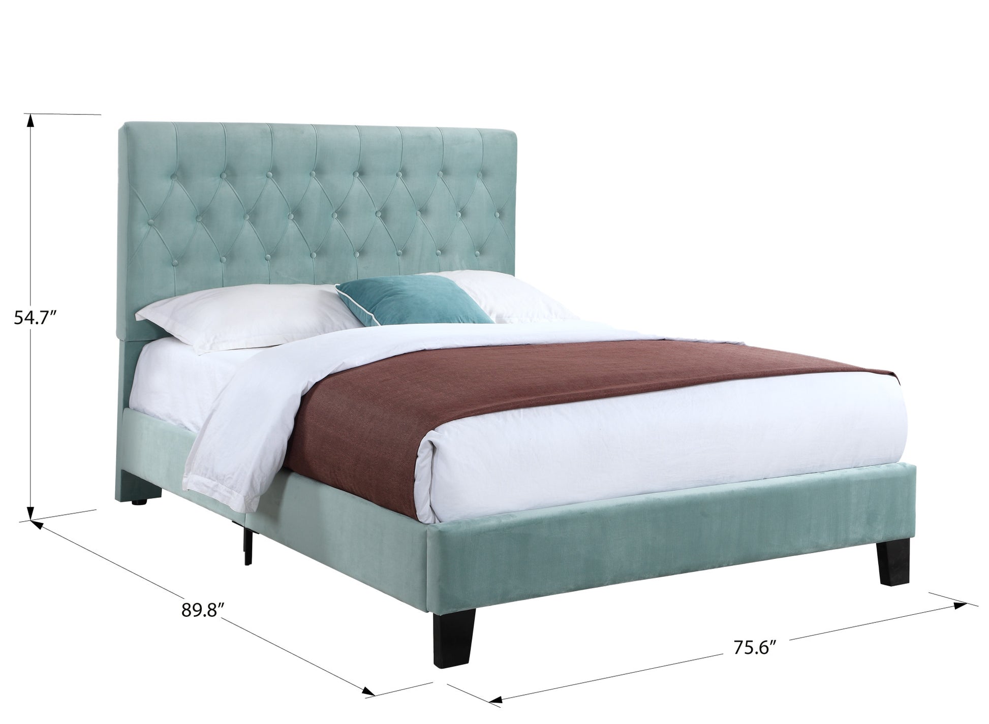 Luma Blue Cal King Upholstered Bed California King Blue Foam Solid Wood