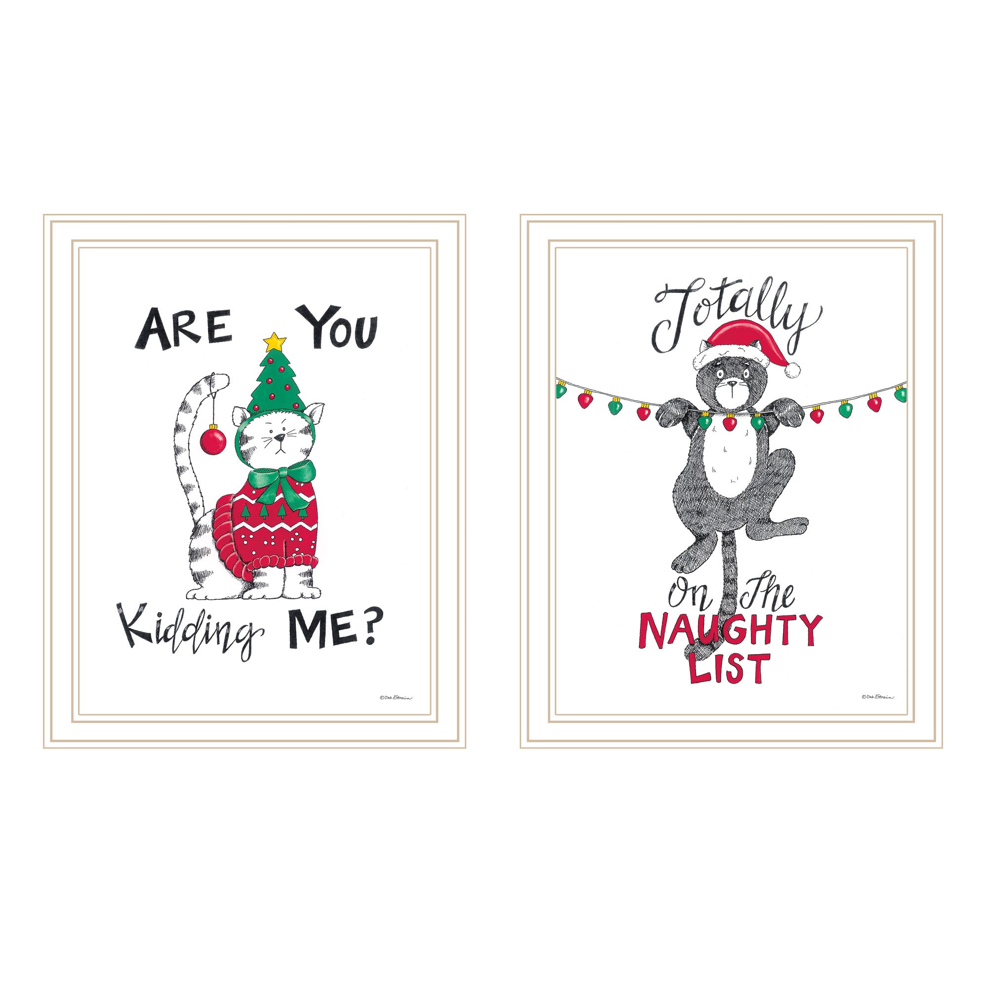 2 Piece Vignette Are You Kidding Me White Framed Wall Art For Living Room, Bedroom Wall Art Print For Home Decor By Deb Strain Multi Wood Paper