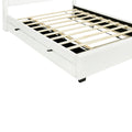Full Size Upholstered Platform Bed With Led Frame, With Twin Size Trundle And 2 Drawers, Teddy Fleece, White White Fleece