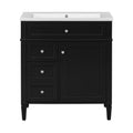 30'' Bathroom Vanity With Top Sink, Modern Bathroom Storage Cabinet With 2 Drawers And A Tip Out Drawer, Single Sink Bathroom Vanity Black Bathroom Solid Wood Mdf