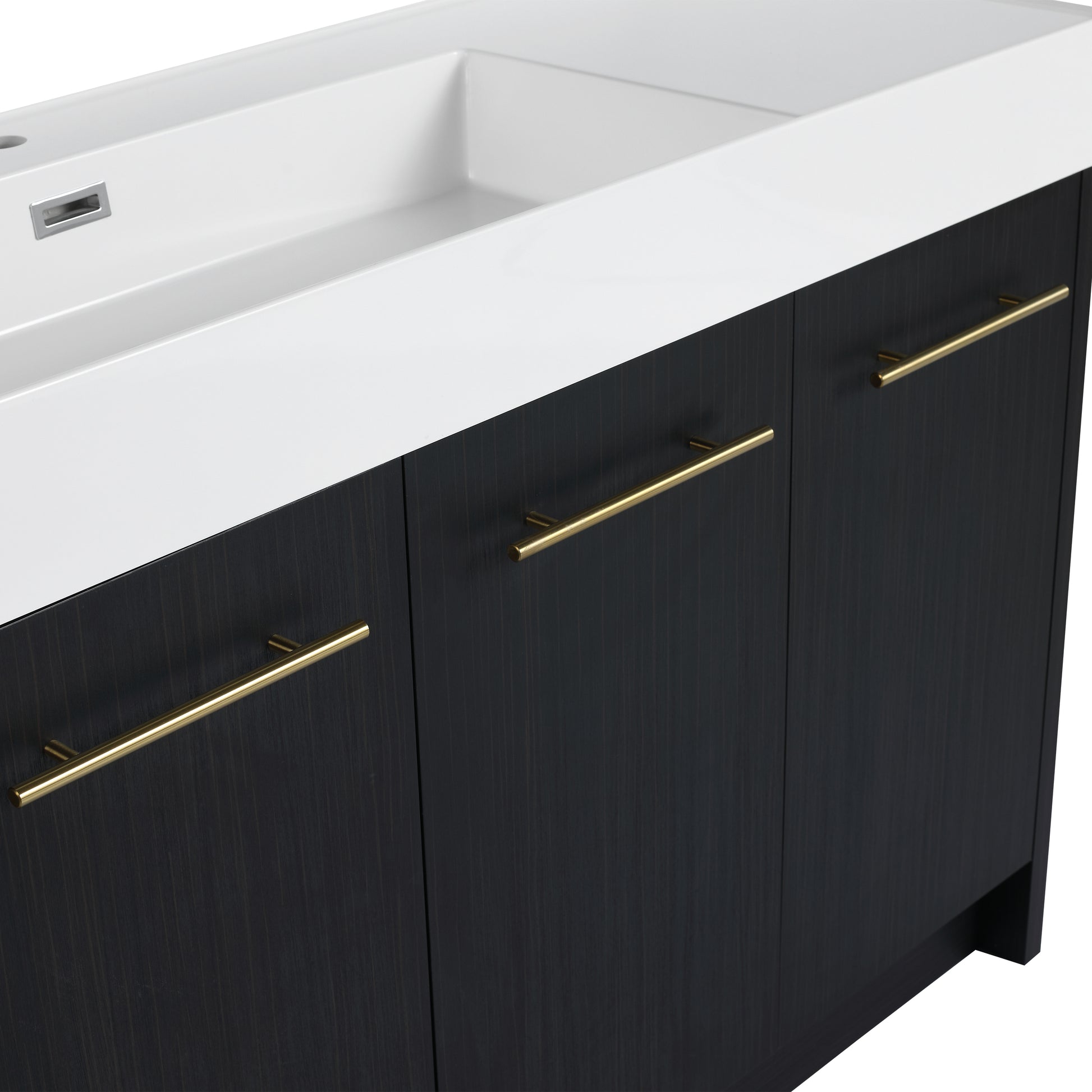 48 Inch Freestanding Bathroom Vanity With Resin Sink, With Soft Closing Door, Kd Package Black Chestnut Bathroom Modern Plywood