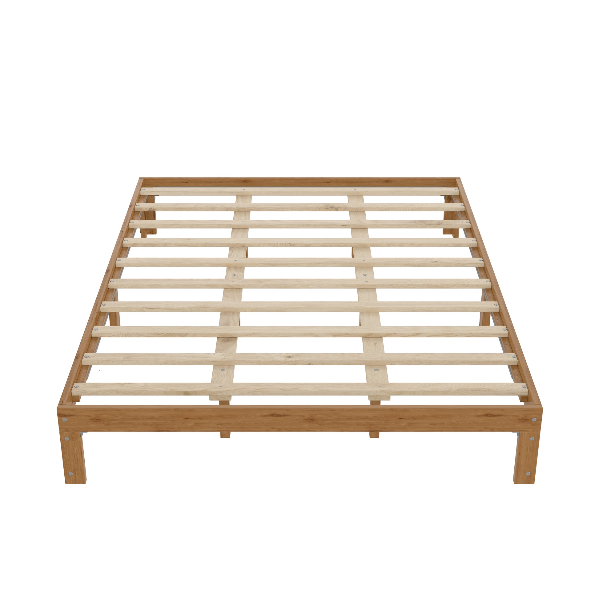 Queen Size Wood Platform Bed Frame 12 Inch Solid Wood Queen Bed Frame With Slat Support, No Box Spring Needed, Easy Assembly Rustic Pine Box Spring Required Queen Natural Wood Brown Wood Brown