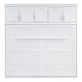 Full Size Murphy Bed Wall Bed With Top Cabinets,White Full White Plywood
