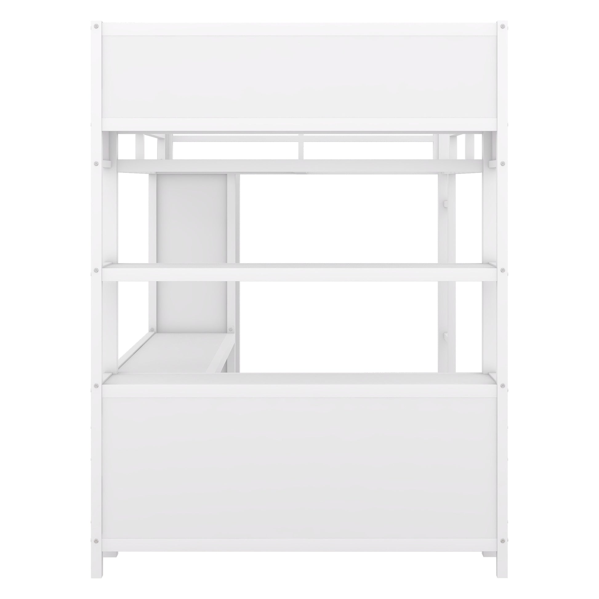 Metal Loft Bed With Wardrobe And L Shaped Desk, Full Size Loft Bed With Storage Cubes And Shelves, Heavy Duty Loft Bed For Kids Teens Adults, White Pre Sale Date: August 10Th Full Off White Metal