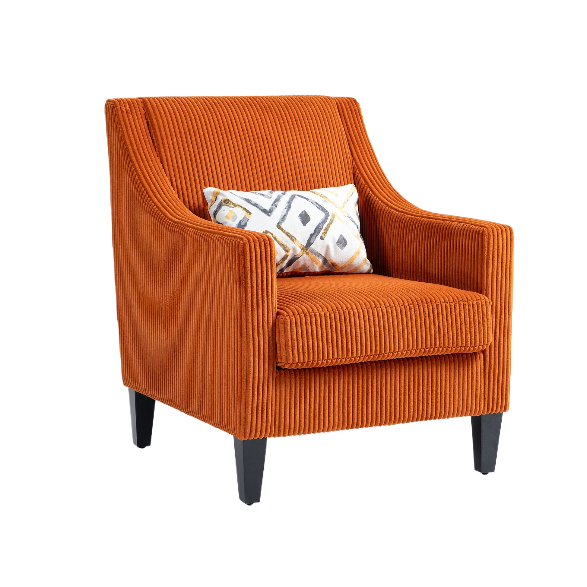 Coolmore Modern Accent Chair,Upholstered Armchair With Scooped Arms For Bedroom,Apartment,Studio,Office,Waiting Room Orange Corduroy Orange Primary Living Space Foam Corduroy