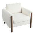 Oversized Accent Chair, Upholstered Living Room Chairs Single Sofa Chair With Walnut Legs, Curved Handrail, White White Teddy