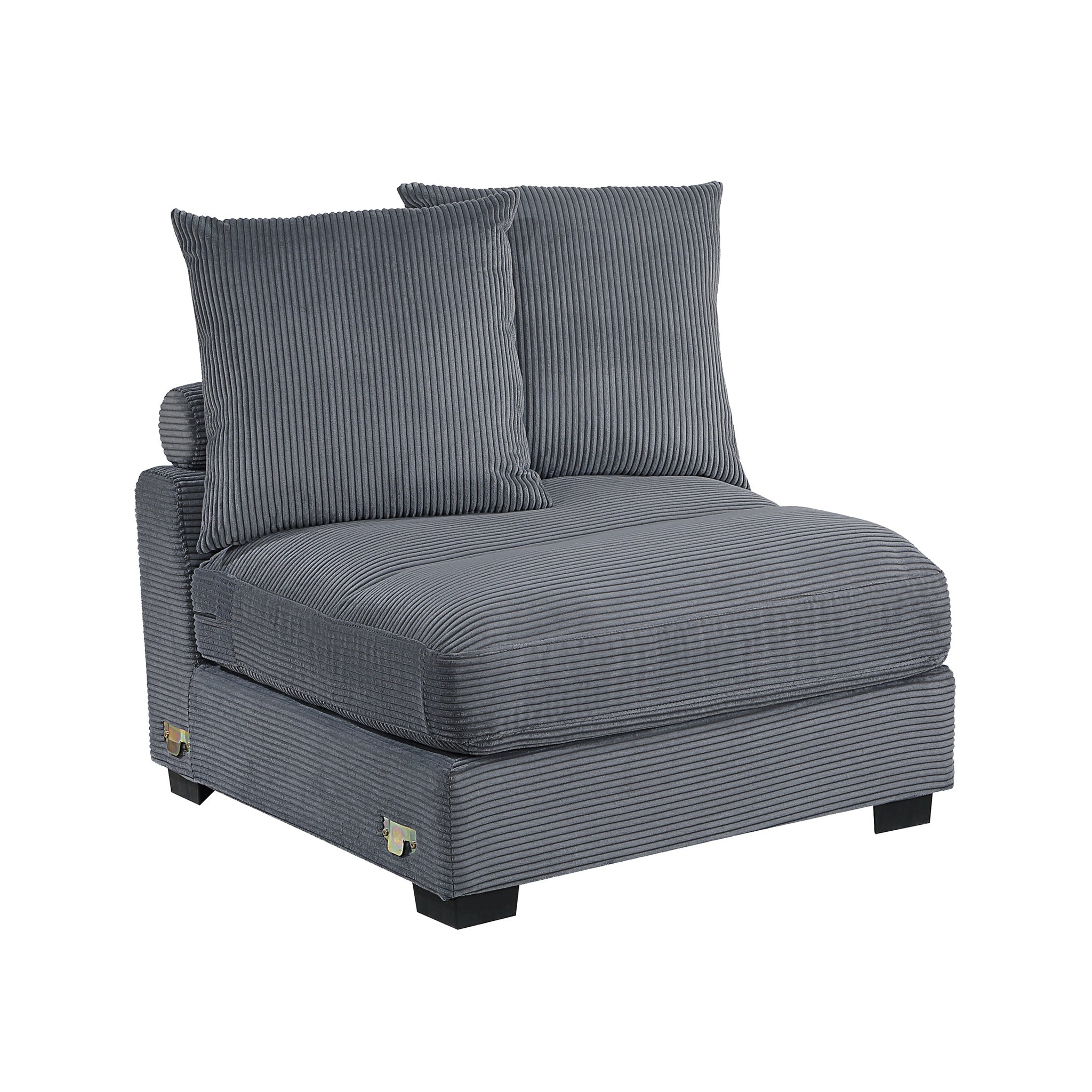 Living Room Furniture Armless Chair Dark Gray Corduroy 1Pc Armless Chair Soft Cushion Wood Legs Dark Gray Primary Living Space Contemporary,Modern Corduroy