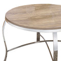 Weathered Light Oak And Chrome 3 Piece Occasional Set Oak Silver Primary Living Space Contemporary,Traditional Round Coffee & End Tables Round Wood Metal