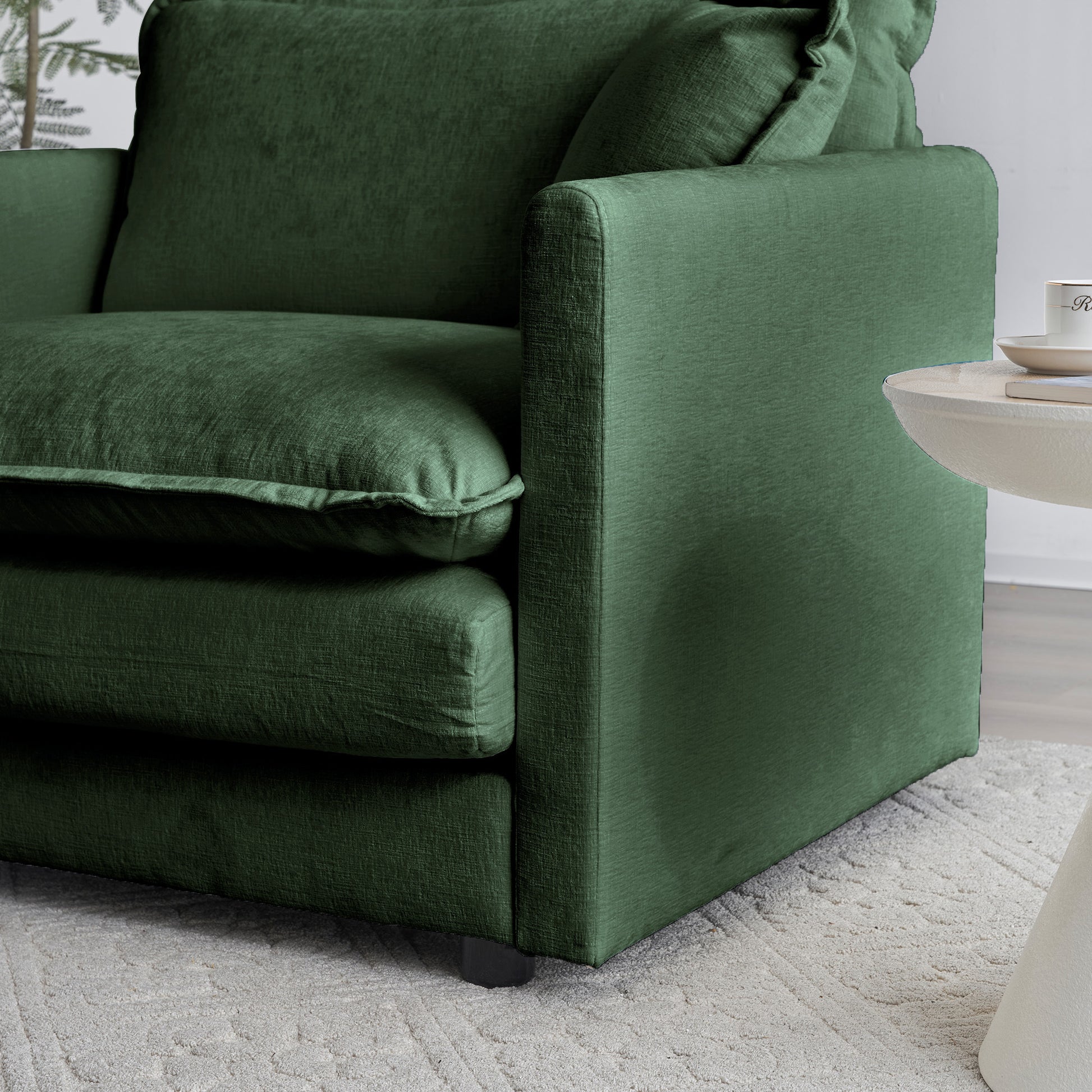 Chenille Fabric Ottomans Footrest To Combine With 2 Seater Sofa, 3 Seater Sofa And 4 Seater Sofa, Green Chenille Green Chenille 1 Seat