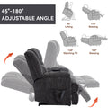 Dual Motor Heat Massage Infinite Position Up To 350 Lbs Electric Power Lift Recliners With Power Remote, Medium Firm And Heavy Duty, Grey White Metal Primary Living Space Heavy Duty Pine Grey Chenille Power Remote Medium Firm Cushion Back American Design