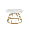 Modern Round Coffee Table With Metal Base White Marble Gold White Marble Mdf Mdf