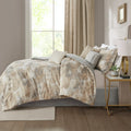 7 Piece Textured Cotton Blend Comforter Set Gray Cal King California King Multicolor Polyester