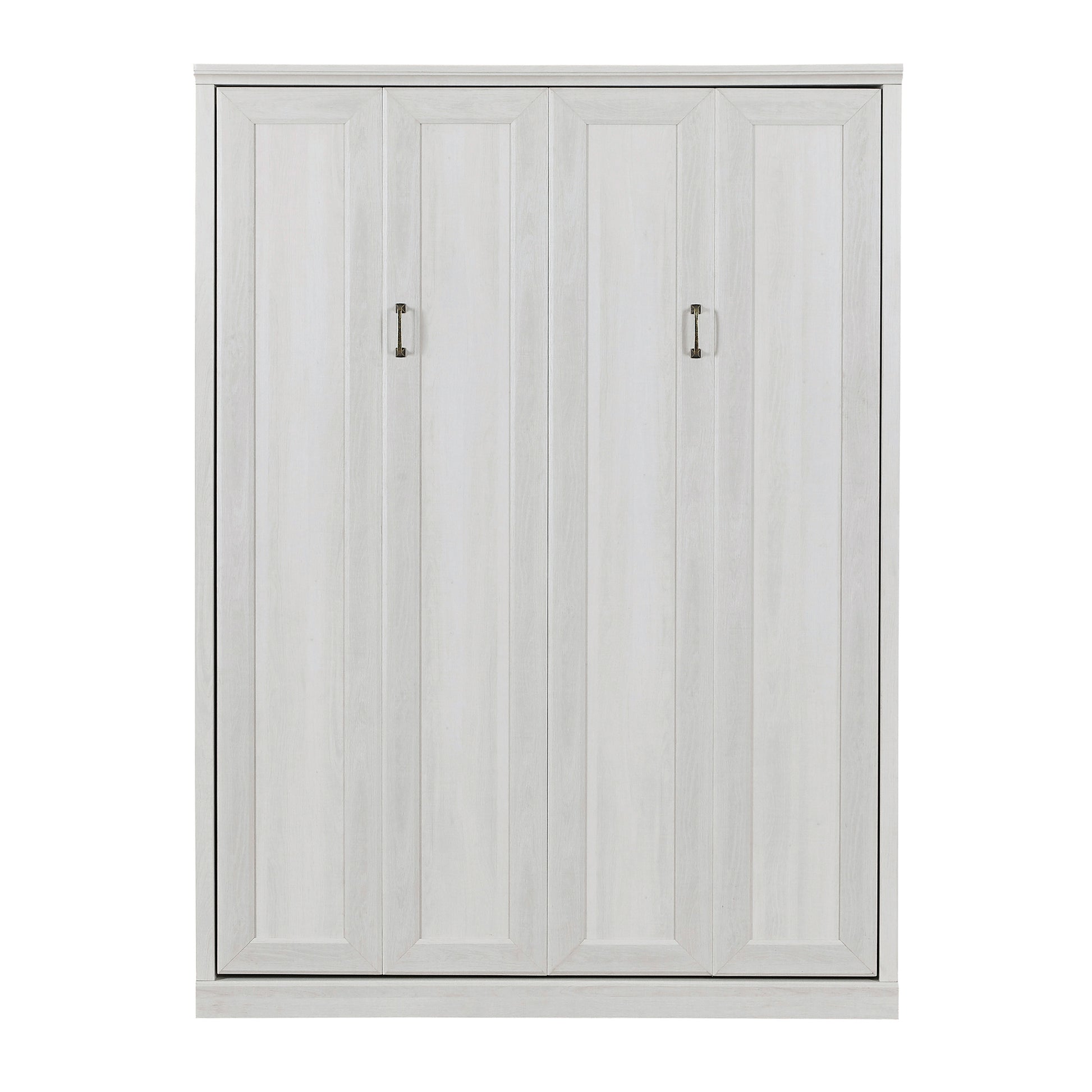 Queen Size Half Self Close And Open Murphy Bed Cabinet Space Saving Bed Perfect For Guest Room, For Bed Room, Guest Room, Home Office, Rustic White Box Spring Not Required Queen Rustic White Wood White Pine Murphy Pine