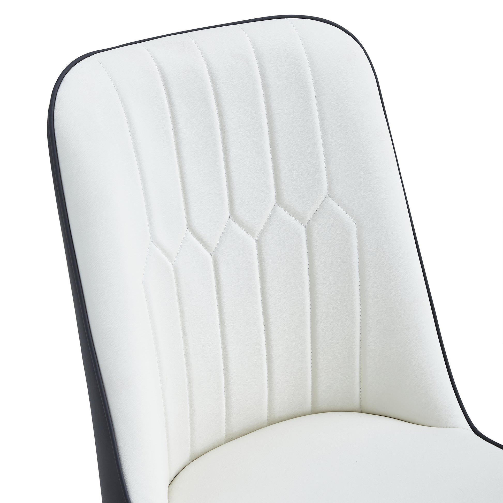 Table And Chair Set.Modern Rectangular Dining Table With Black Textured Stickers Glass Tabletop And Gold Plated Metal Legs.Paried With 4 Comfortable Chairs With Pu Seats And Black Metal Legs. Black Gold,White,White Gray Seats 4 Glass Metal