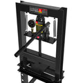 6 Ton Hydraulic Shop Floor Press, With Pressure Gauge Steel H Frame Shop Press With Steel Plates Adjustable Working Table, Black Black Steel