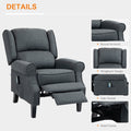 Homcom Vibrating Massage Recliner Chair For Living Room, Reclining Wingback Single Sofa With Heat, Linen Fabric Push Back Accent Chair With Footrest, Side Pocket, Charcoal Gray Charcoal Grey Linen