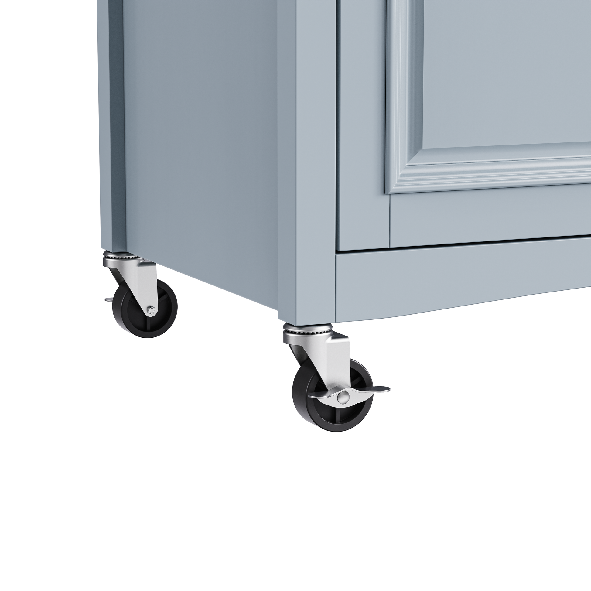 K&K 52'' Kitchen Island With Drop Leaf, Embossed Texture Kitchen Island On Wheels With Spice Rack, Towel Rack, 2 Doors And 5 Drawers, Kitchen Storage Cart With Adjustable Shelf For Kitchen, Blue