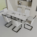 An Expandable Dining Table Set For 2 6 People, Equipped With A C Shaped Tubular Cushioned Armless Dining Chair And An Elegant And Spacious Dining Table Kitchen Table And Chair Set, With Metal Legs White Mdf