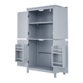 Elegant Bathroom Floor Storage Cabinet, Bathroom Storage Unit, Freestanding Cabinet With 4 Doors, Adjustable Shelves, Adaptable Shelves, Grey Grey Mdf
