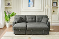Sectional Sofa Bed L Shaped Sofa Couch Bed With Usb Port, Reversible Sofa Couch Sleeper With Pull Out Bed, Chaise With Storage, Pull Out Couch For Living Room Dark Gray Wood Fabric 3 Seat