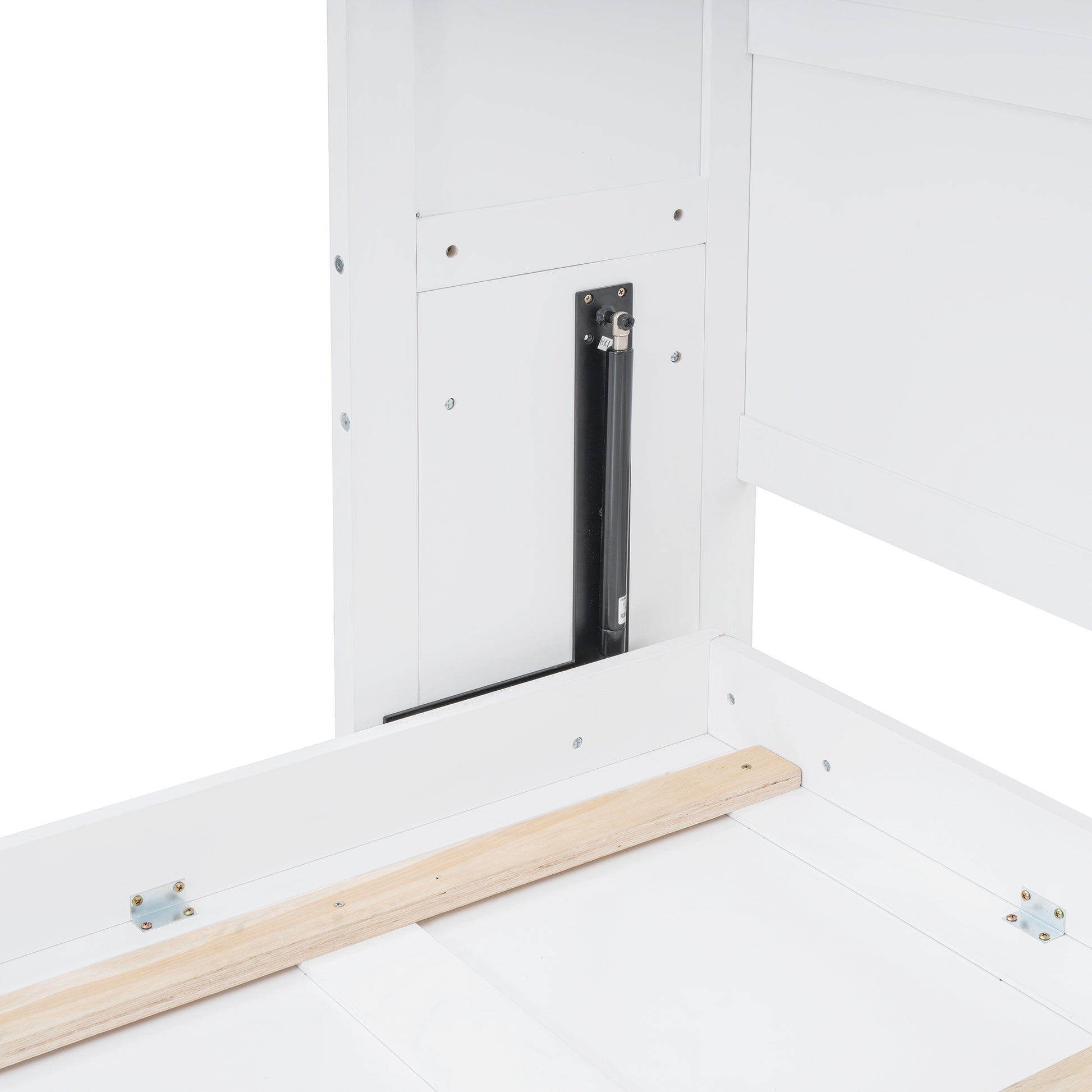 Full Size Murphy Bed Wall Bed With Top Cabinets,White Full White Plywood