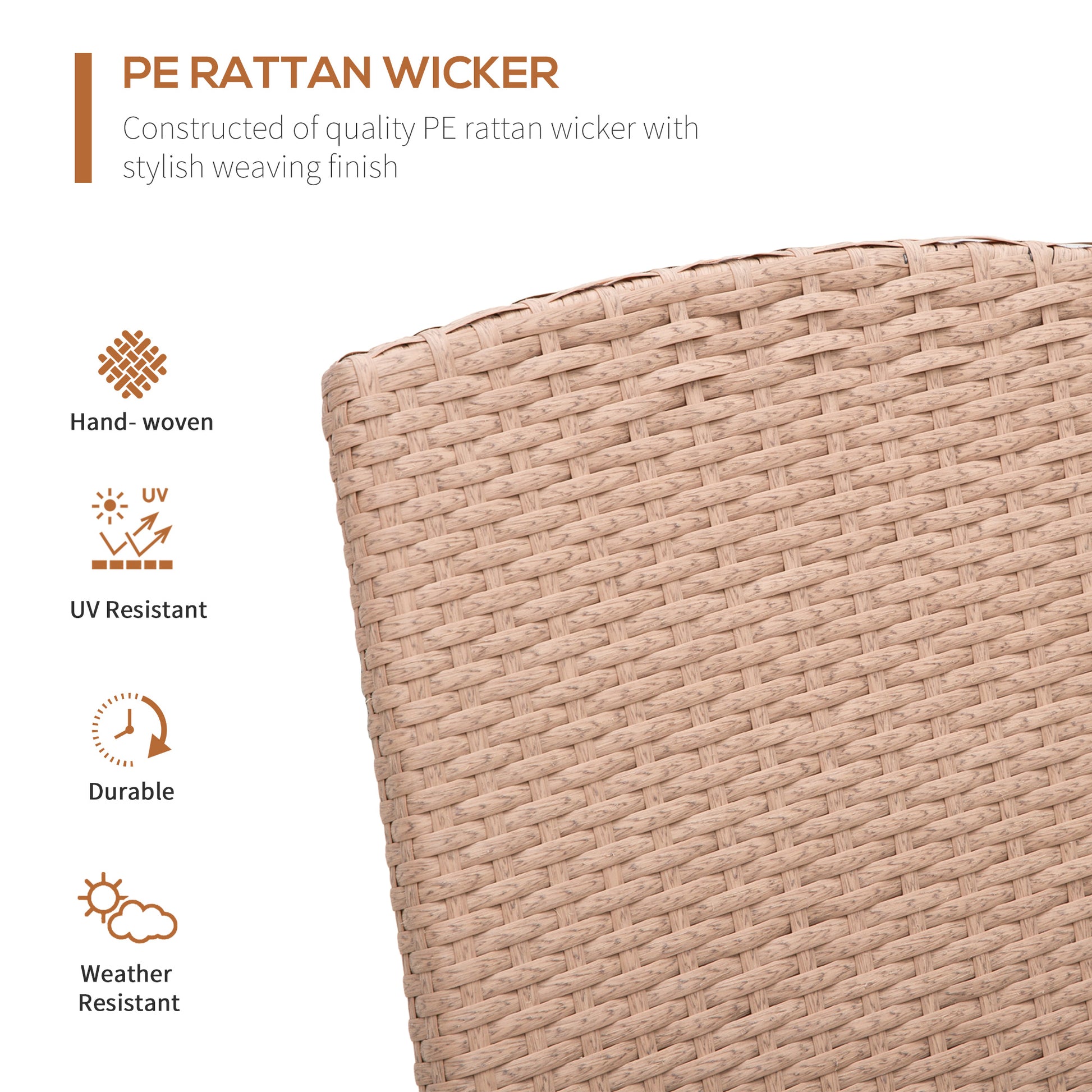 Outsunny Patio Recliner, Outdoor Reclining Chair With Flip Up Side Table, All Weather Wicker Metal Frame Chaise With Footrest, Cushions, Beige Beige Steel