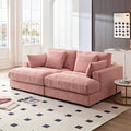 89.76 Inch Double Sleeper Sofa Cloud Couch Soft Fluffy Fabric Upholstery With Square Armrests,Comfor Daybed With Over Wide Sofa Bed,Modern Beanbag For Living Room Apartment,Pink Pink Fabric 2 Seat