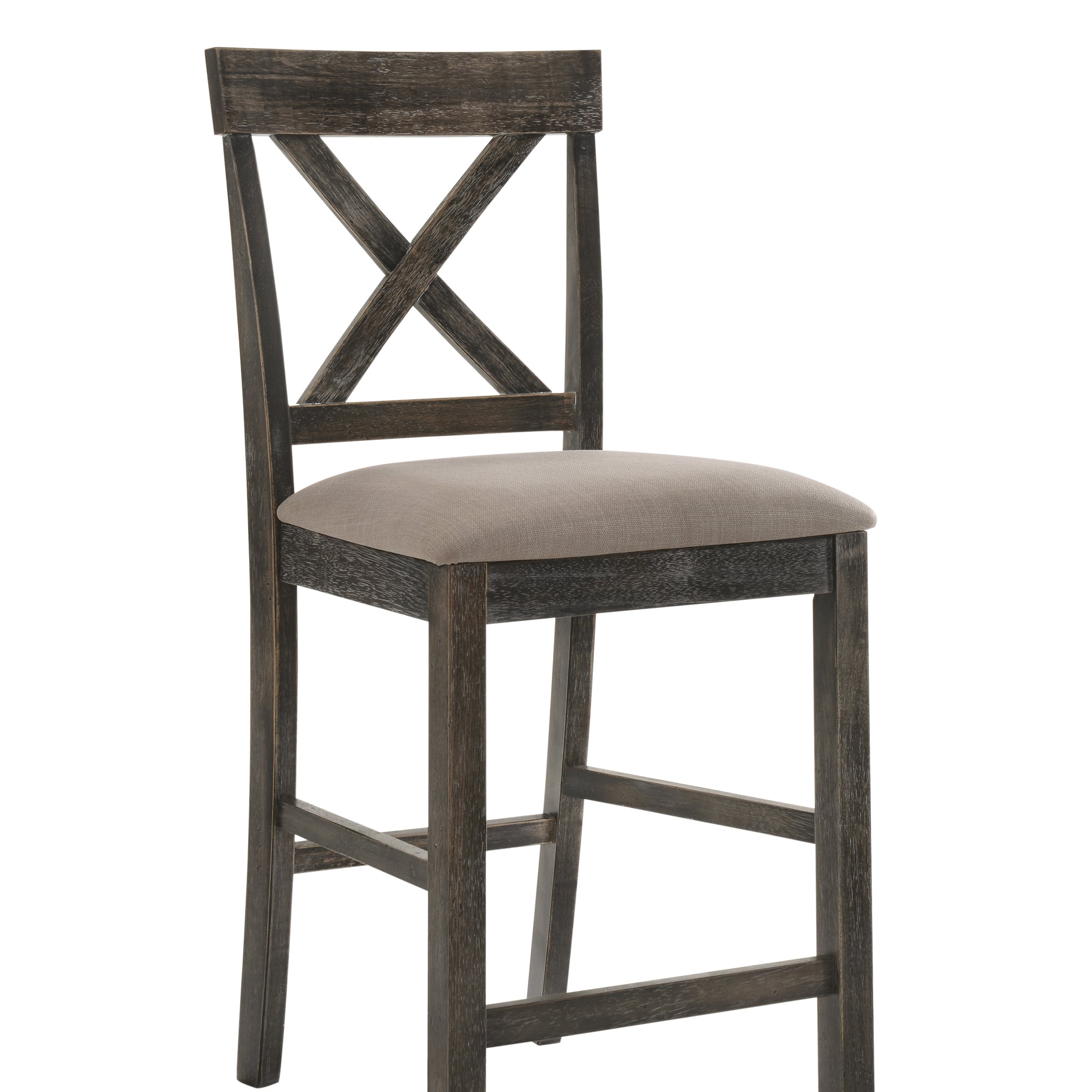Martha Ii Tan Linen & Weathered Gray Finish Counter Height Chair Set Of 2 Gray,Tan Linen,Synthetic Wood