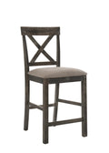 Martha Ii Tan Linen & Weathered Gray Finish Counter Height Chair Set Of 2 Gray,Tan Linen,Synthetic Wood