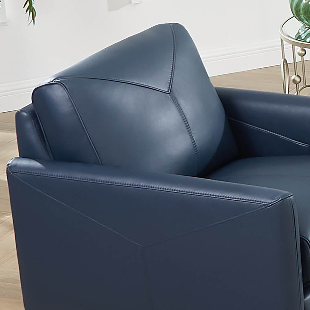 Yorkdale Leather Chair Navy Down Filling Genuine Leather
