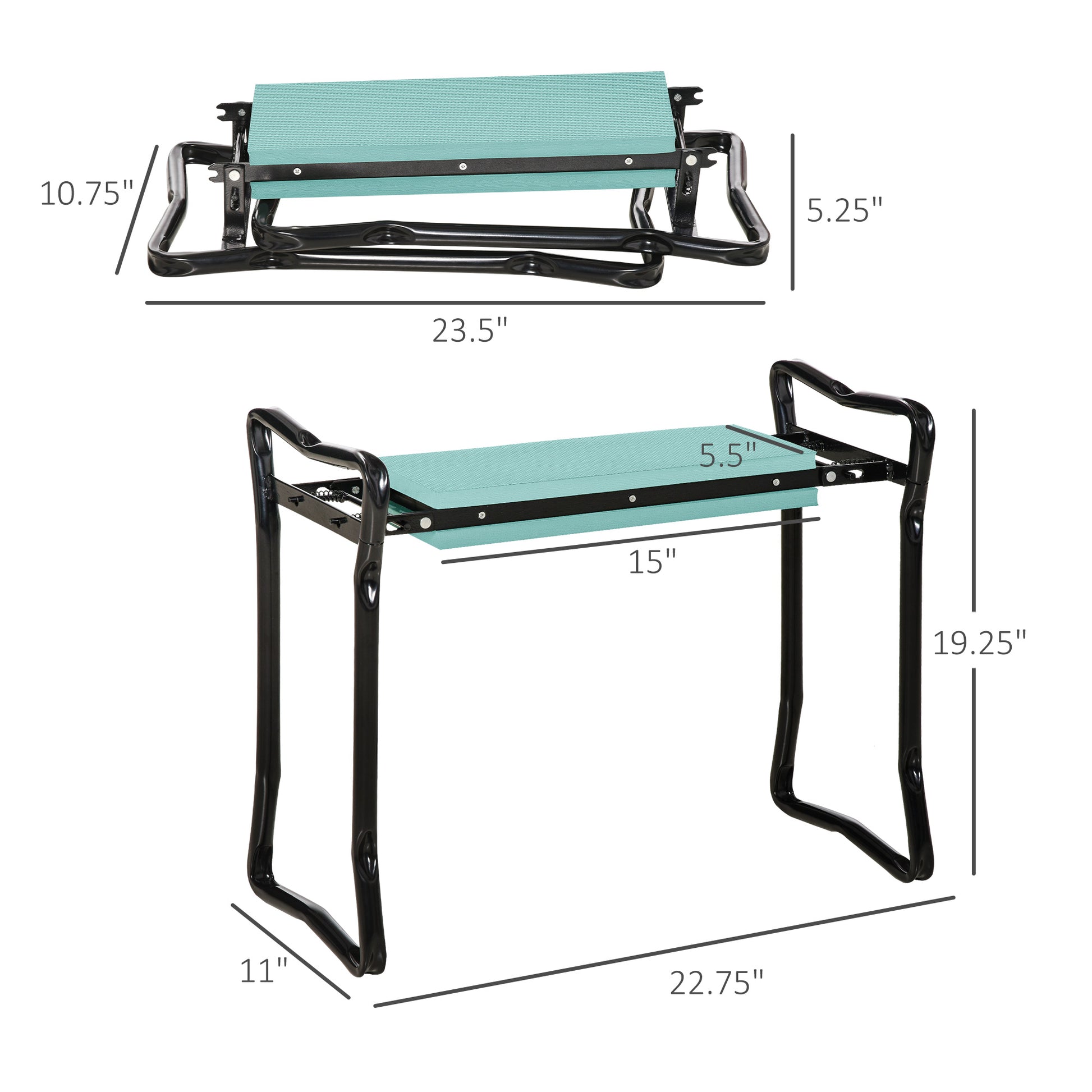 Outsunny Padded Garden Kneeler And Seat Bench, Padded Foldable Garden Stool, Green Green Steel
