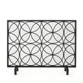 Thayer Single Panel Iron Fireplace Screen Black Primary Living Space American Design,Antique,Classic Iron