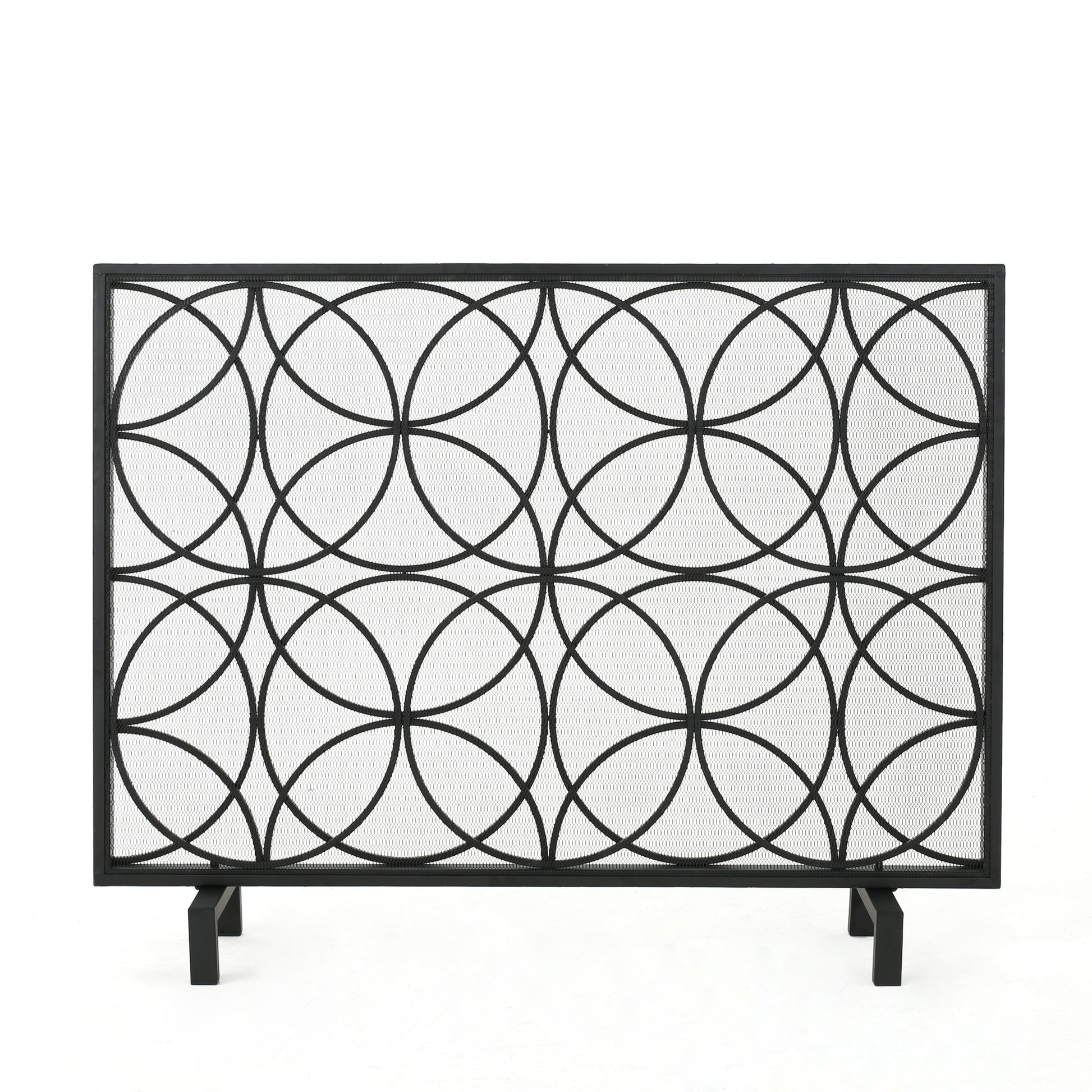 Thayer Single Panel Iron Fireplace Screen Black Primary Living Space American Design,Antique,Classic Iron