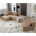 Modular Combination Living Room Sofa Set, Modern Minimalist Sofa, Free Installation Sofa, L Shaped, Italian Minimalist Tofu Block Sofa, Left Hand Facing,Terrycloth Fabric, Light Brown Light Brown Polyester Primary Living Space Soft Modern Polyester 3