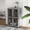 Pawhut Luxury Cat House With Wheels, Kitty Cage Catio Villa For Indoor Cats With Scratching Posts, Condo, Flap Door, Cushion, Gray, 31.5