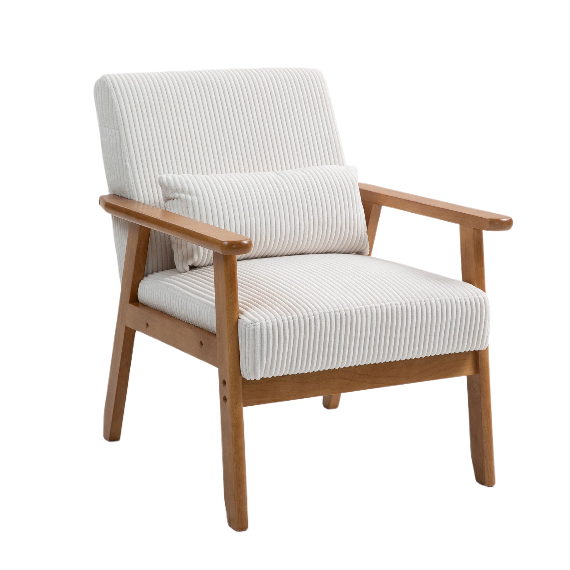 Leisure Chair With Solid Wood Armrest And Feet, Leisure Chair, Wood Frame, Velvet, Solid Rubber Wood Legs, Mid Century Modern Accent Chair, For Living Room Bedroom Studio Chair,Two Packs Beige Corduroy