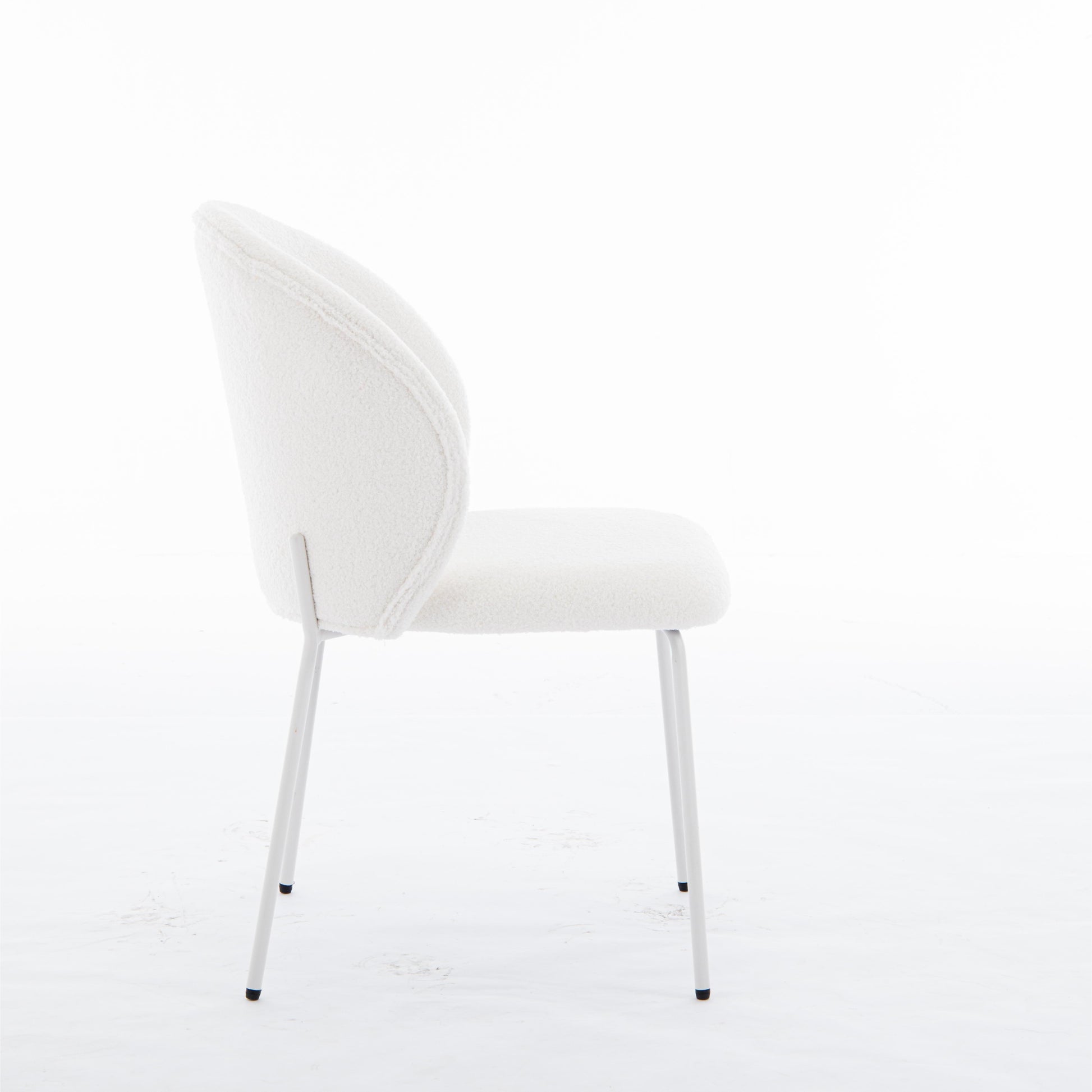 Heng Ming Iron Footed Dining Chair With Adjustable Foot Pads. Suitable For Dining Room, Living Room, Study Room,Set Of 2 White Wood