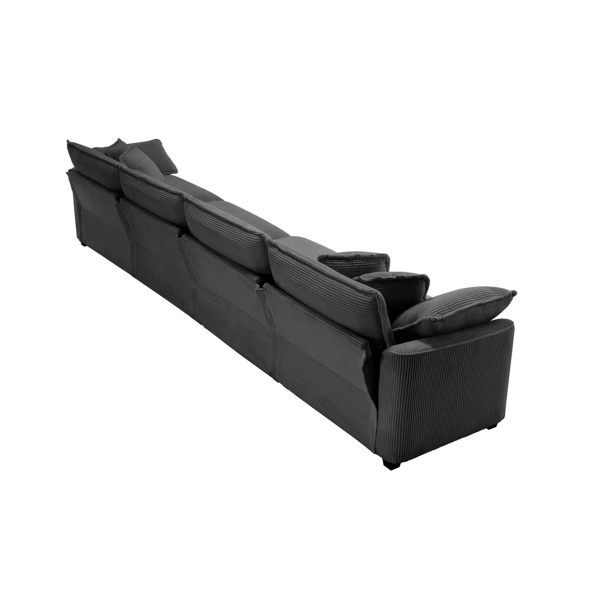 Corduroy Sofamodern Upholstered 4 Seater Corduroy Fabric Sofaoffice Living Room Apartment Comfortable Sofa, Easy To Assemble With 2 Arm Pillows And 4 Throw Pillows Grey Corduroy 4 Seat