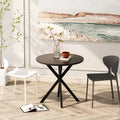 31.5'' Modern Round Dining Table With Crossed Legs, Black Occasional Table, Two Piece Detachable Table Top, Matte Finish Iron Legs Black Mdf Metal