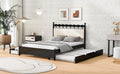 Queen Size Wooden Storage Platform Bed, With 2 Big Drawers, T Size Trundle ,Espresso Queen Espresso Plywood