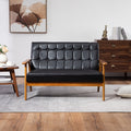 Coolmore Mid Century Modern Solid Loveseat Sofa Upholstered Pu Leather Loveseat, 2 Seat Upholstered Loveseat Sofa Modern Couch Black Pu Pu Leather 2 Seat