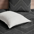 3 Piece Embroidered Cotton Quilt Set Black Full Queen Queen Black Cotton