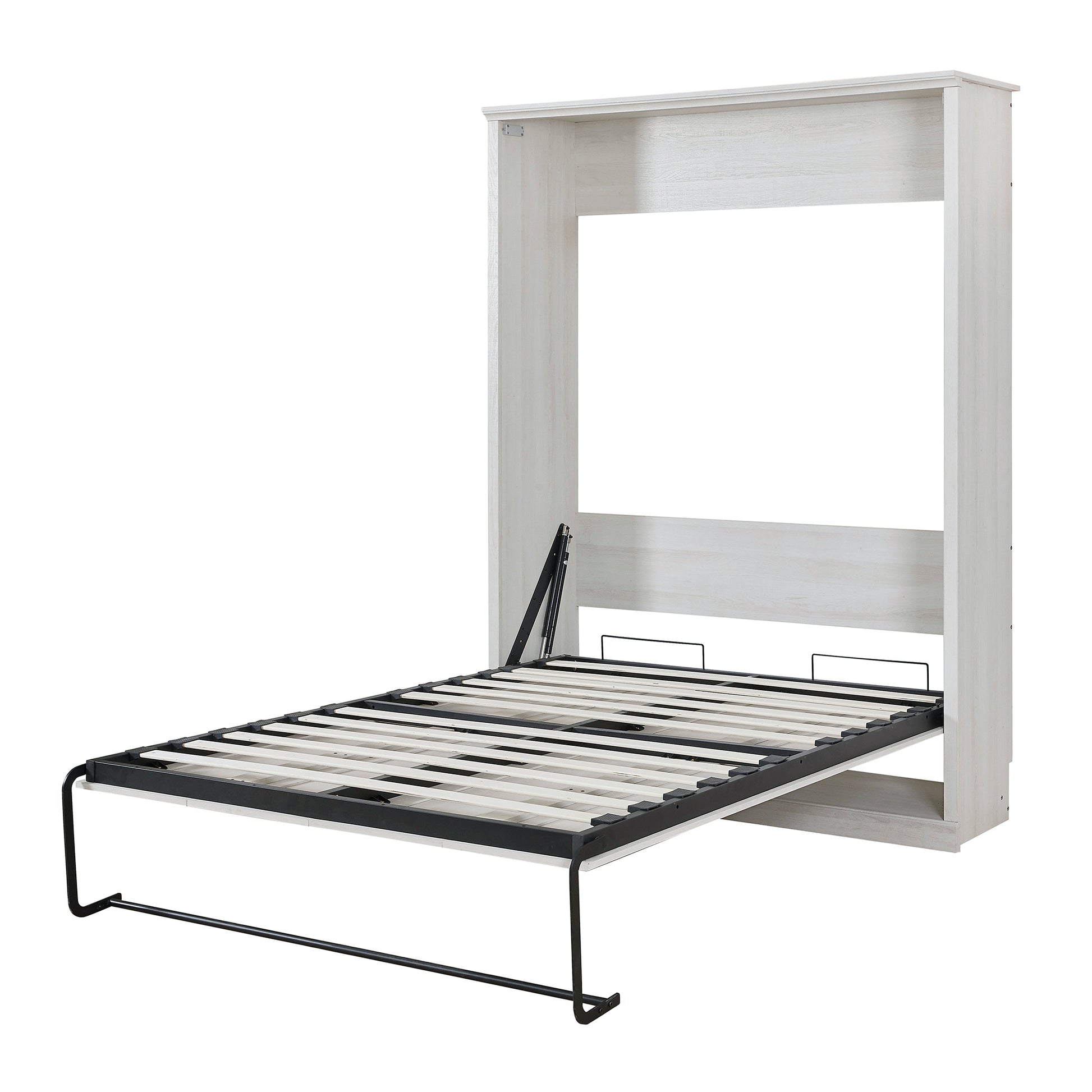 Queen Size Half Self Close And Open Murphy Bed Cabinet Space Saving Bed Perfect For Guest Room, For Bed Room, Guest Room, Home Office, Rustic White Box Spring Not Required Queen Rustic White Wood White Pine Murphy Pine