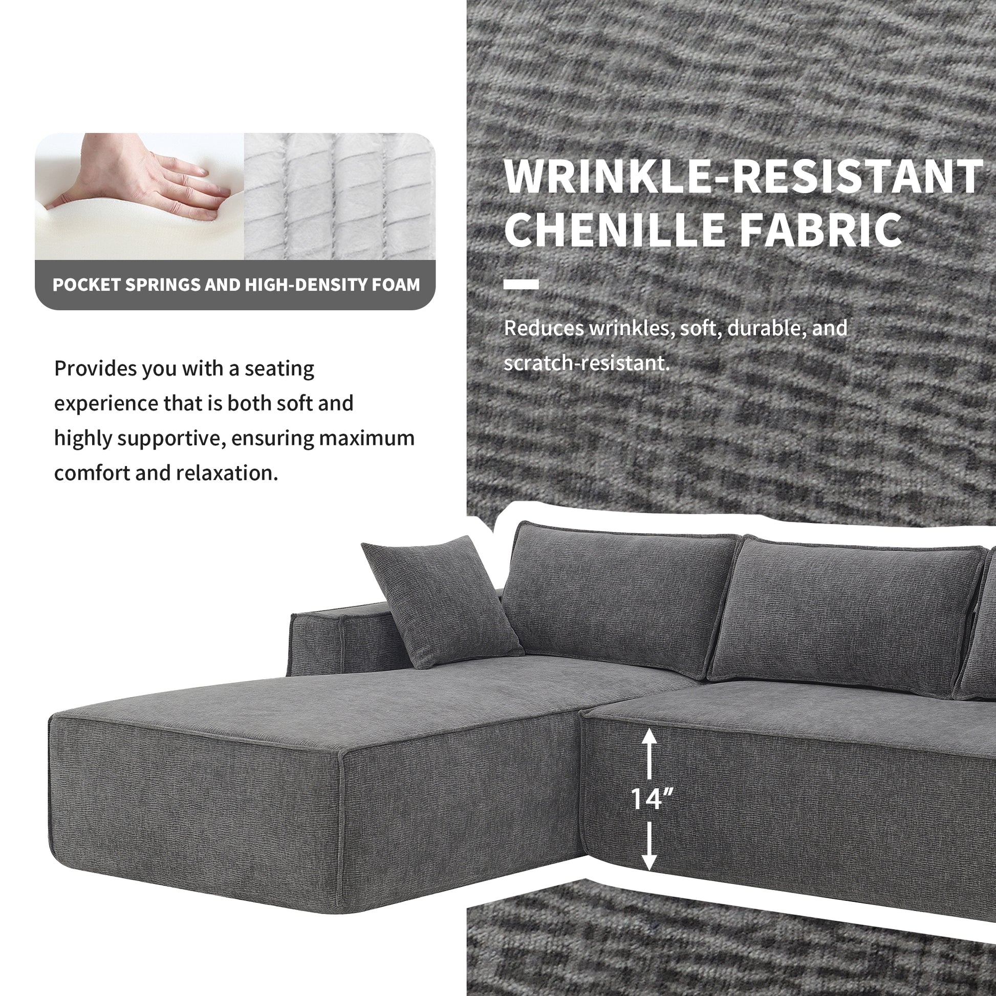 9587G Package Gray Chenille 1 Seat
