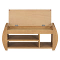 Retro Multifunctional Storage Bench With Cushion And Curved Side Panel For Entrance And Living Room Natural Natural Mdf