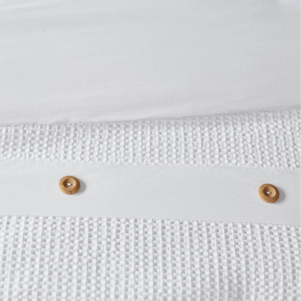 3 Piece Cotton Waffle Weave Comforter Set White Full Queen Full White Cotton