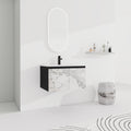30'' Floating Wall Mounted Bathroom Vanity With Ceramics Sink & Soft Close Cabinet Door, Kd Package Black Bathroom Modern Plywood