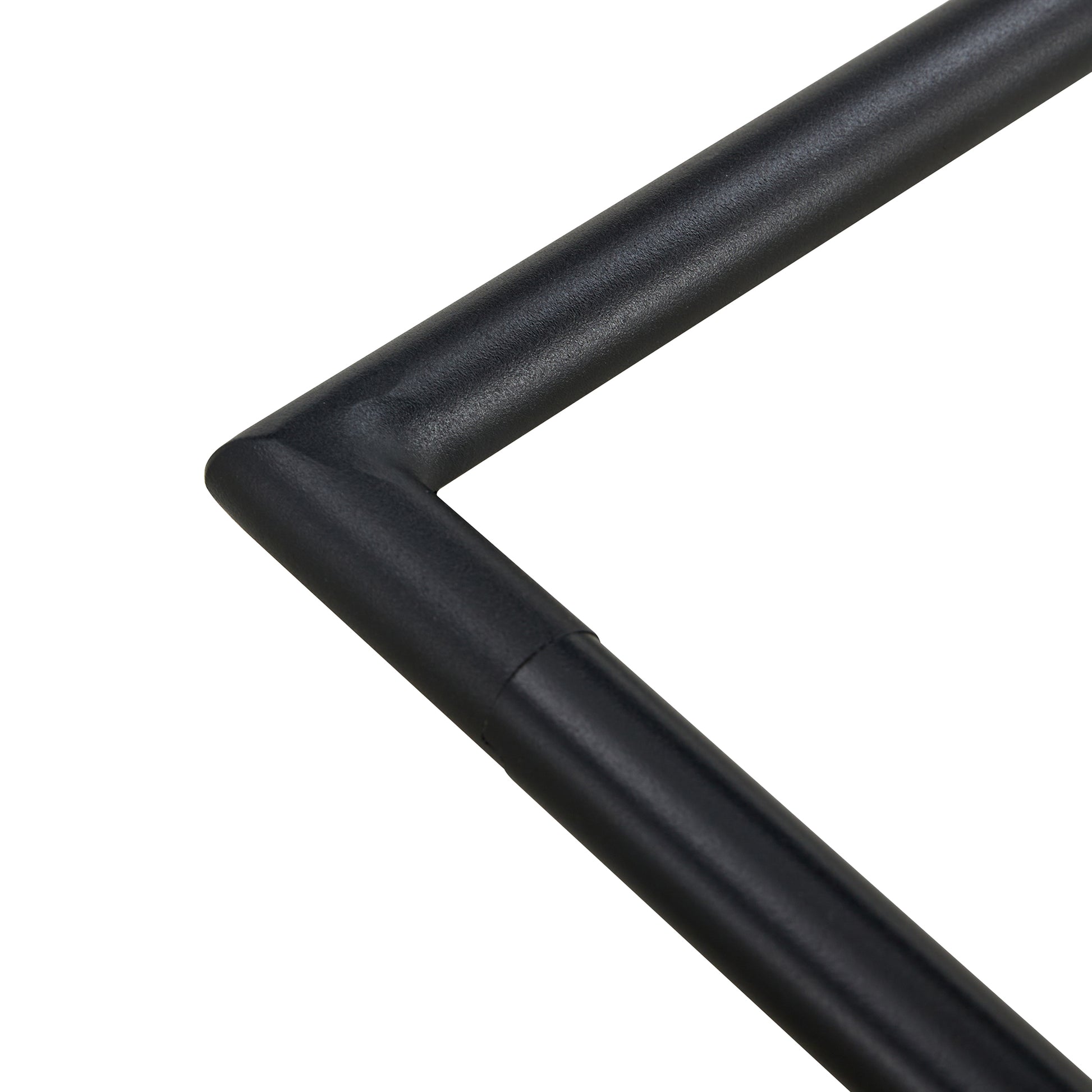 Table And Chair Set. Large Modern Rectangular Table With Black Textured Top And Black Metal Legs. Soft And Comfortable Pu Seats, Faux Leather Upholstered Seats And Sturdy Metal Legs. White Black Seats 4 Sintered Stone